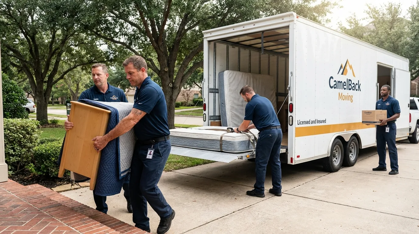 Crew loading residential truck for cross-state move from Hurley, NM